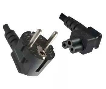 Netzkabel Europa CEE 7/7 90° auf C5 gewinkelt, 0,75mm², VDE, schwarz, Länge 1,80m